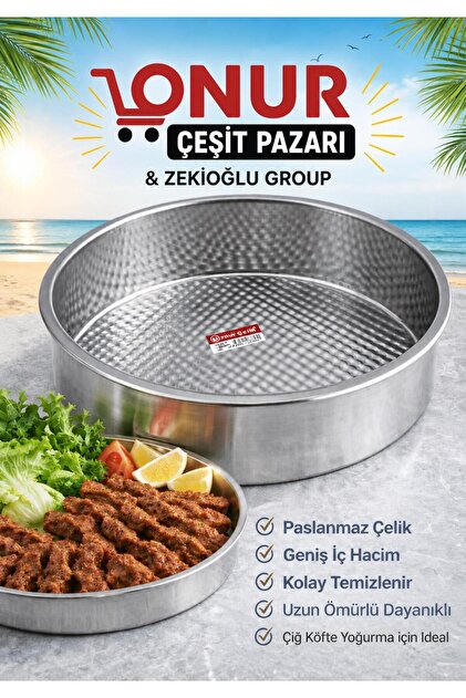 Stainless Steel Raw Meatball Tray Basin No: 0 Depth: 6 cm Diameter: 36 cm