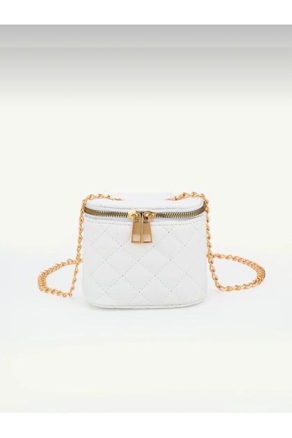 Mely Women's Mini Box Quilted Patterned Chain Strap Crossbody and Shoulder Bag