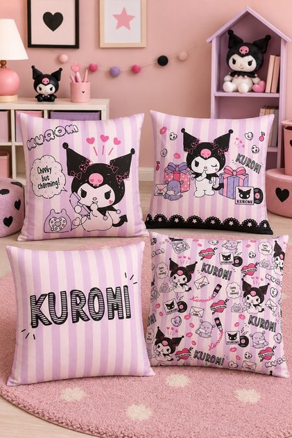 My Friend Kuromi Patterned 4-Piece Children's and Baby Pillowcase Set