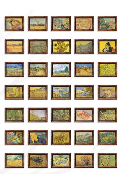 35’li Van Gogh Eserleri 6x4,5 cm Pul Sticker Seti | Scrapbook & Bullet Journal Çıkartmaları