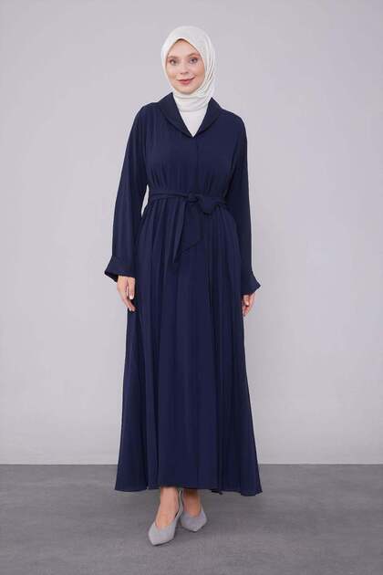 Navy Blue Collar Detailed Ferace