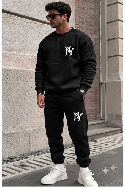 Unisex Oversize Kek Ny Printed Premium Crew Neck Sweatshirt Set
