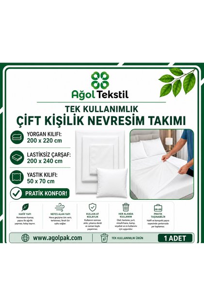 Disposable Non-Elastic Double Bed Sheet Set 4 Pieces