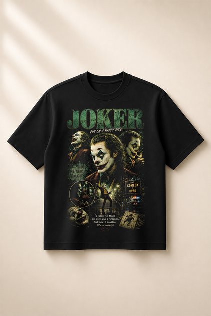 Joker Printed Oversize Boxy Cut Unisex 100% Cotton Tshirt (190 Gsm)