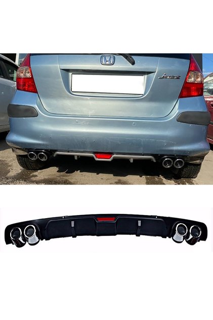 Honda Jazz Siyah Difüzör 4 Krom Egzoz Görünümlü Difizör Arka Ek Body Kit