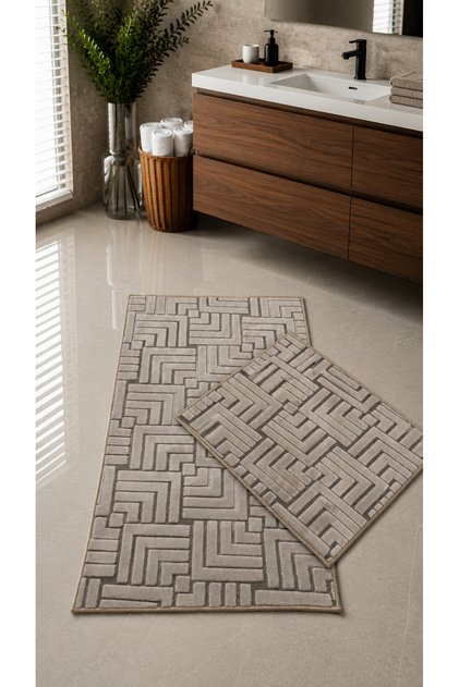 2-Piece Washable Non-Slip Base Bathroom Mat Set