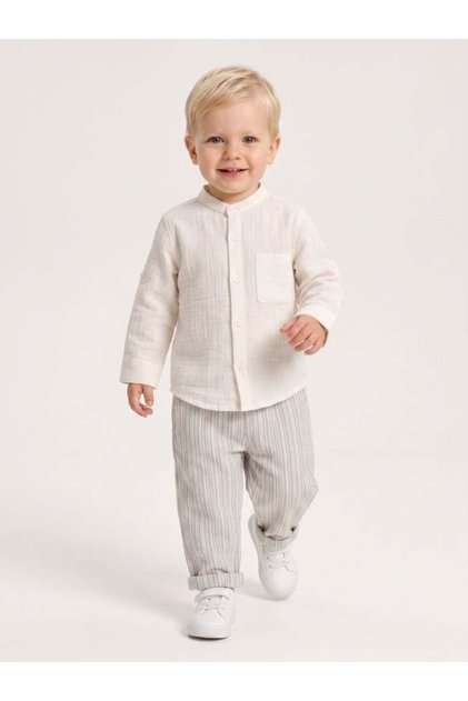 Baby Boy Linen Striped Double-Legged Trousers