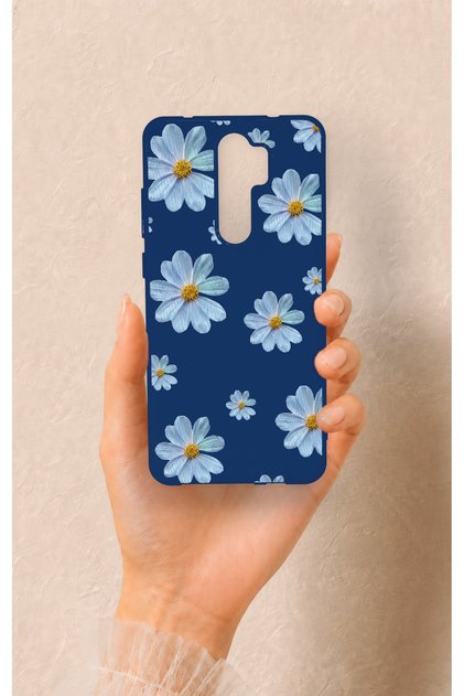 Redmi Note 8 Pro Compatible Blue Daisy Patterned Silicone Case