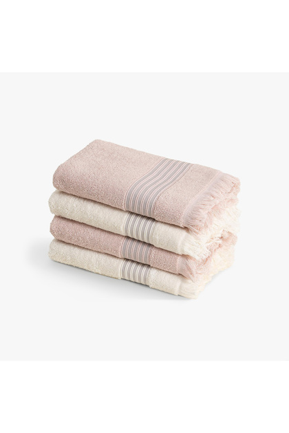 Aya Linea Series 4-Piece Face Towel Set Cream/Powder