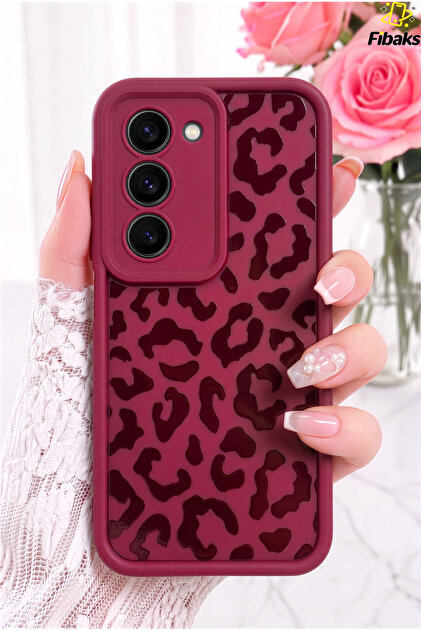 Redmi 15 4G/5G Kılıf Bordo Leopar Desenli Silikon Kılıf | Kamera Korumalı, Airbag Köşeli, Darbe Emici Premium Kapak