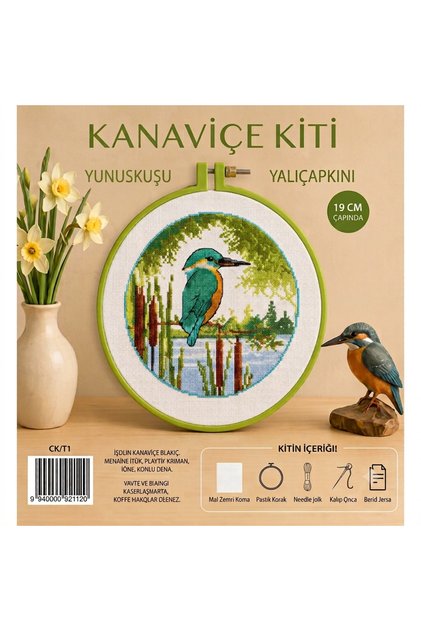 Yalı Çapkını/Yunus Kuşu Etamin Kaneviçe Seti 19 CM Kanaviçe Kiti