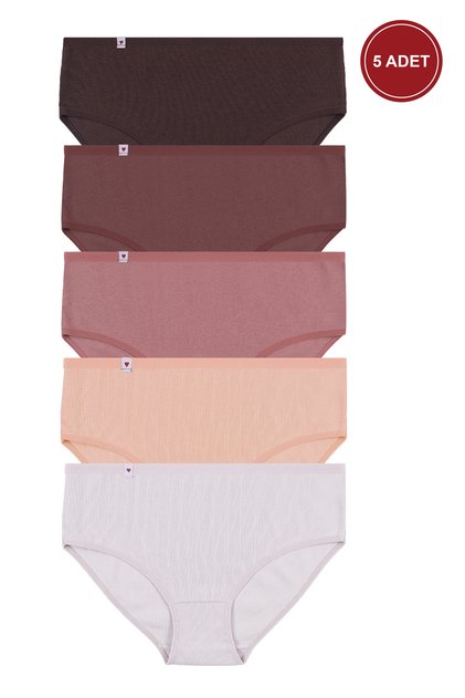 Women's 5-Pack Cotton in Ribbed Knit High Waist Panties with Label Detail