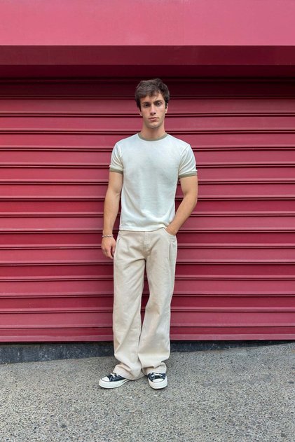 Ecru Khaki Ringer Tee