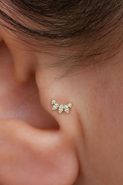 14 Ayar Altın Taç Tragus Piercing