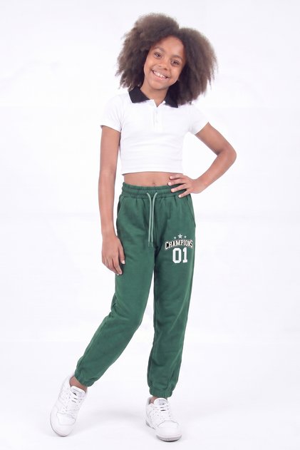 Girl's Double Pocket Printed Jogger Sweatpants
