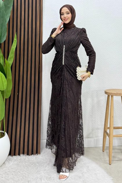 Hilda Dantel Abiye Acı Kahve