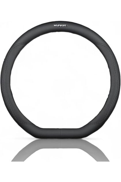 Steering Wheel Cover, compatible with HAVAL Black, Perforated Grip Design, Universal Fit Napa Leathe