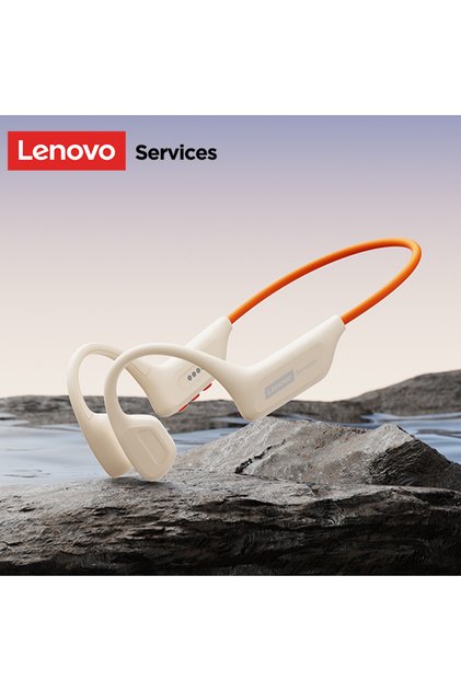 Beige Orange S106 True Bone Conduction Headset Bluetooth 6.0 IPX8 Waterproof Headphone