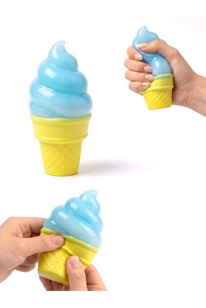 Squishy Toy 8.5cm Colorful Softy Ice Cream Fidget Toy for Kids & Adults – Realistic Softy Cone Stress Relief Toy | Malt Extract Sensory Squish Pack for Anxiety Control | Office Desk Accessory N