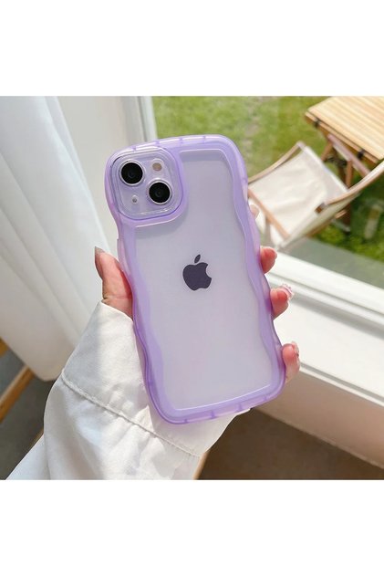 iPhone17 Purple For IPhone 17 AIR 16 15 14 13 12 11 Pro Max Mini XS 8 Plus Case Cute Clear Curly Wav
