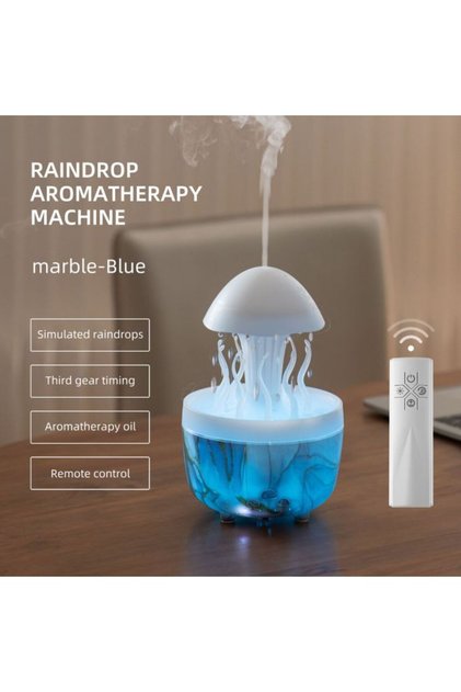 New Remote Control Jellyfish Rain Rotating Humidifier Colorful Lights Ultrasonic Atomization Raindrop Humidification Cloud Rain Mushroom Fragrance