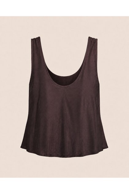 Brown Modal Look Strap Blouse