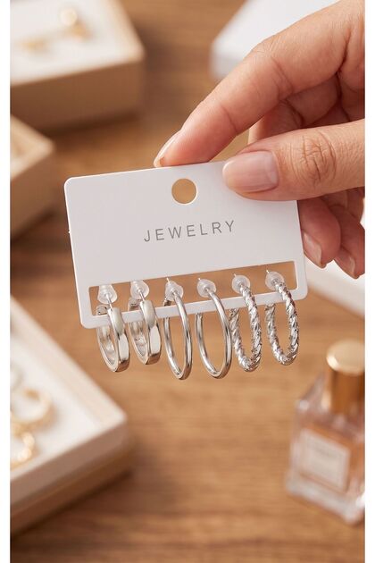 Set of 6 Patterned Hoop Earrings
