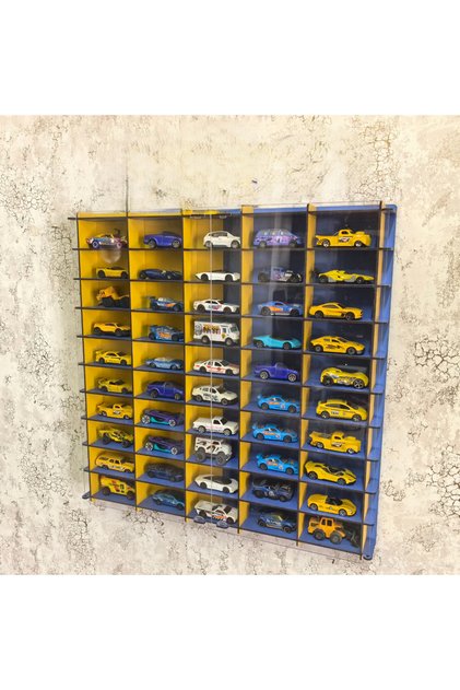 50 Araç Kapasiteli Pleksi Kapaklı Stand ''Sarı - Mavi''