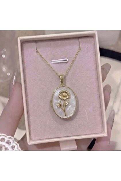 Zarif Çiçek Locket Kolye - Kapaklı Açılabilir Anı Kolyesi
