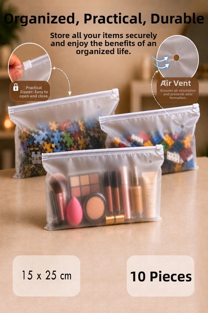 Suitcase Closet Organizer Frosted Zipper Bag Zipper Bag 10 Pieces 15 cm X 25 cm