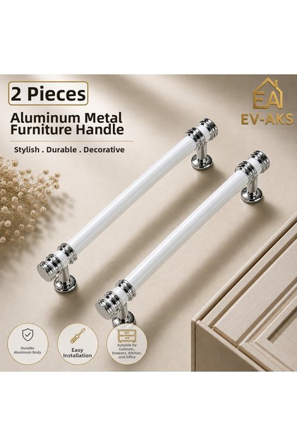 2Pcs Aluminum Metal Decorative Furniture Handle Cabinet Drawer Kitchen Home Office