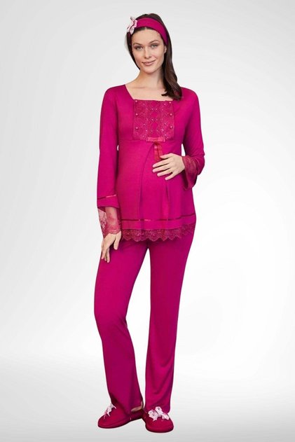 By Mecit 1820 Fuchsia Maternity Pajama Set