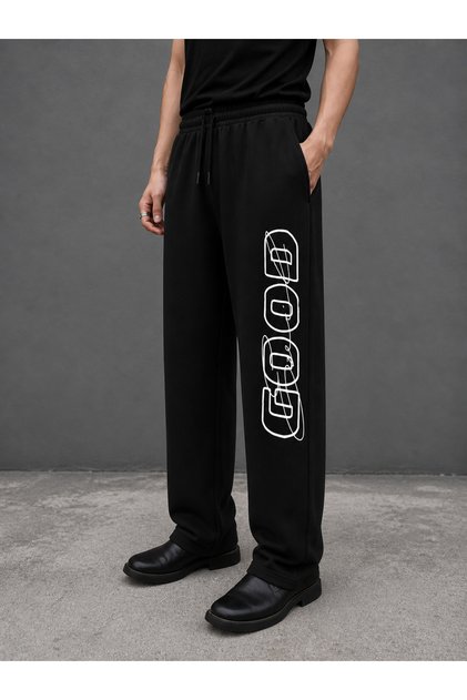 Unisex Good Metin Printed Baggy Cut Wide Leg Summer Tracksuit