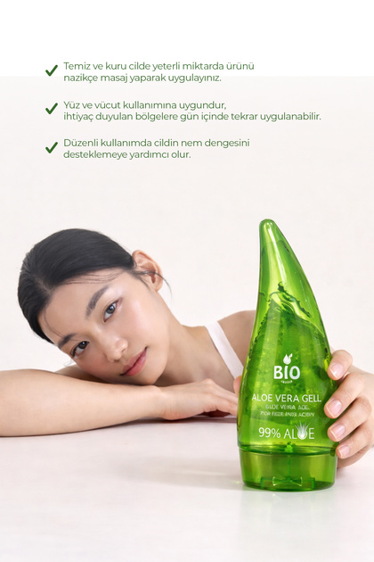 Bio Asia Aloe Vera Jel 120 ml – Cildi Yatıştırıcı, Nemlendirici