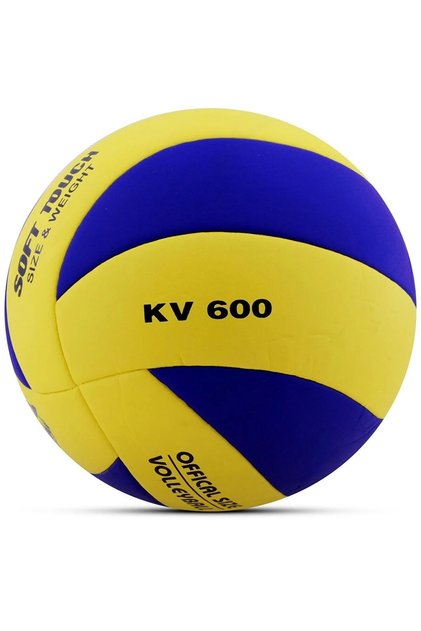 Voleybol Topu Soft Touch Yapıştırma Yumuşak Yüzey 18 Panel 5 Numara Sarı-Lacivert