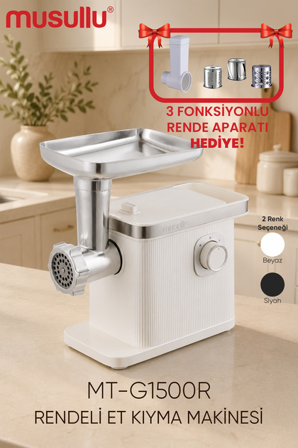 MT-G1500R 1500W Et Kıyma Makinesi - İçli Köfte ve Sosis Aparatlı gri