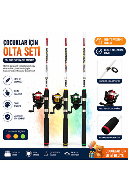Ayaz Fishing Hazır Çocuk Olta Seti 180 cm (Misinalı, 3'lü kancalı