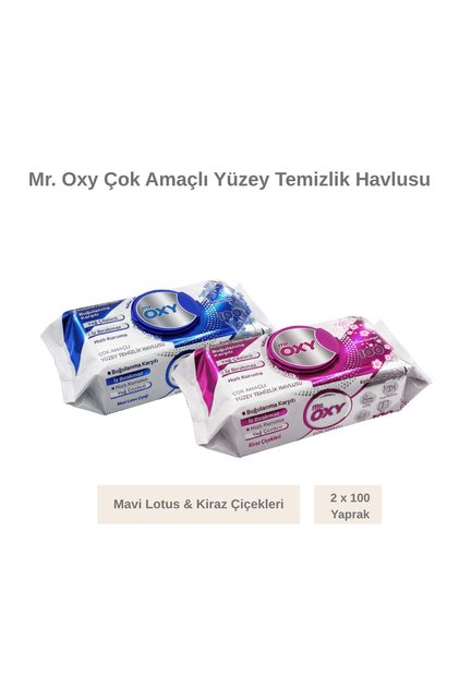Mr. Oxy Çok Amaçlı Yüzey Temizleme Havlusu 2x100 Mavi Lotus-Kiraz Çiçeği