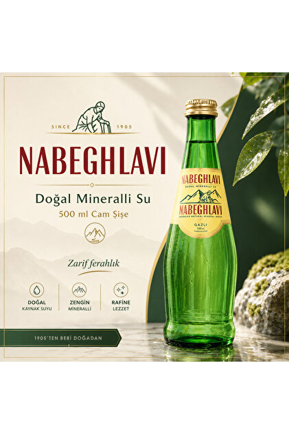 Nabeghlavi Doğal Mineralli Su 500 mL Cam Şişe (6'lı Paket