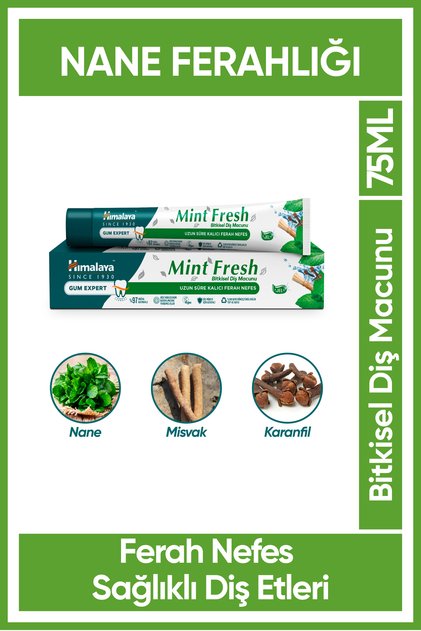 Nane Ferahlığı Bitkisel Diş Macunu, Florürsüz, Parabensiz, Vejeteryan, Ferah Nefes, 75 ml