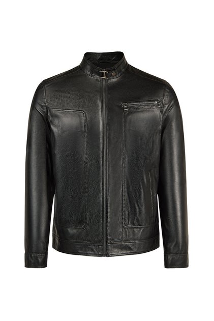 Felibe Men's Black Judge Collar Leather Jacket 26Sge643231