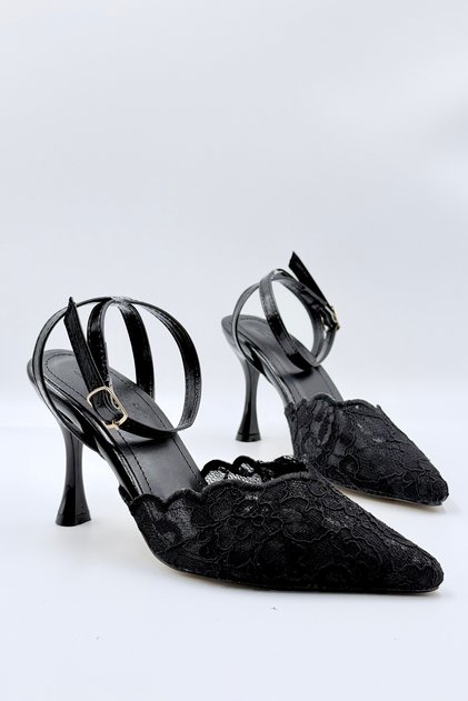 Lace Thin High Heel Shoes Stiletto Black