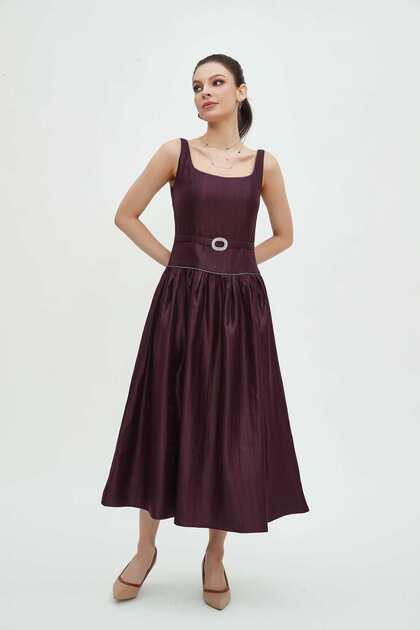 Solid Ruffled Midi Dress