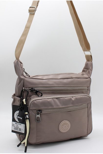 Women's Lightweight Fabric Mink 8-Compartment Crossbody Messenger Shoulder Bag