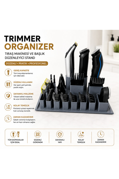 Trimmer Organizer – Tıraş Makinesi ve Başlık Düzenleyici Stand