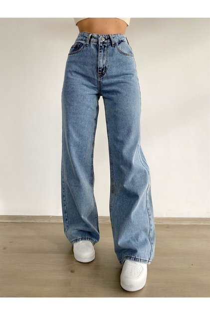 Limabel Super High Waist Lycra Snow Wash Wide Leg Jeans (wide Leg)
