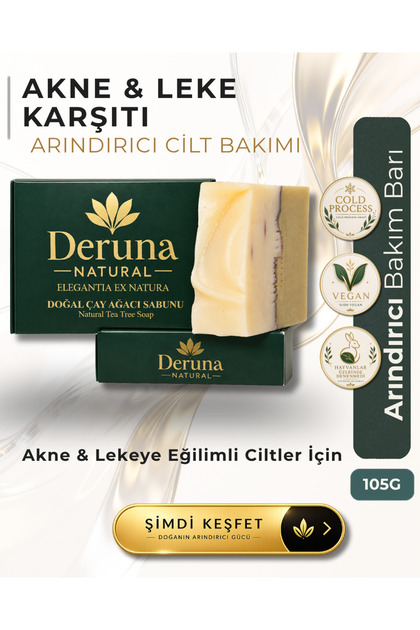 Çay Ağacı Sabunu | Akne & Leke Karşıtı Arındırıcı Bakım | +5 Doğal Yağlı Formül | 105g.