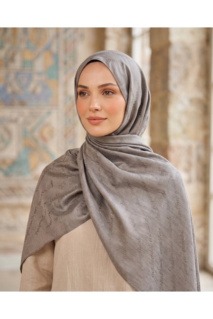 Siena, Jacquard Cocoon Shawl - Signature Pattern - 16 - Mink