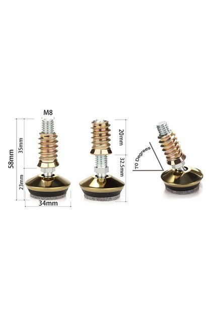M8 Gold Swivel Furniture Levelers - 4Pcs Adjustable Leveling Legs Glide for Tables Chairs Cabinets