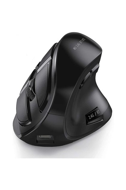 Black JOMAA 2.4G Wireless Mouse Rechargeable Bluetooth Mouse Ergonomic Vertical Mouse for Mac Window